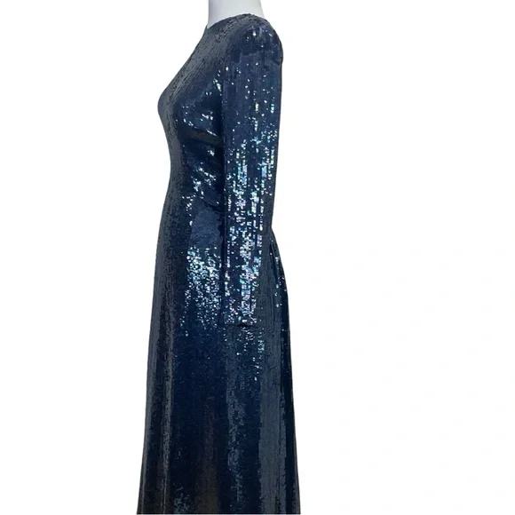 Vintage John Anthony Elegant Blue Sequin Evening Gown - Picture 4 of 15